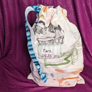 Reusable Fabric Produce Bag with Tare Weight- Trucks and Blue Ribbon